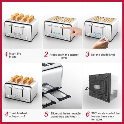 4-Slice Stainless Steel Toaster