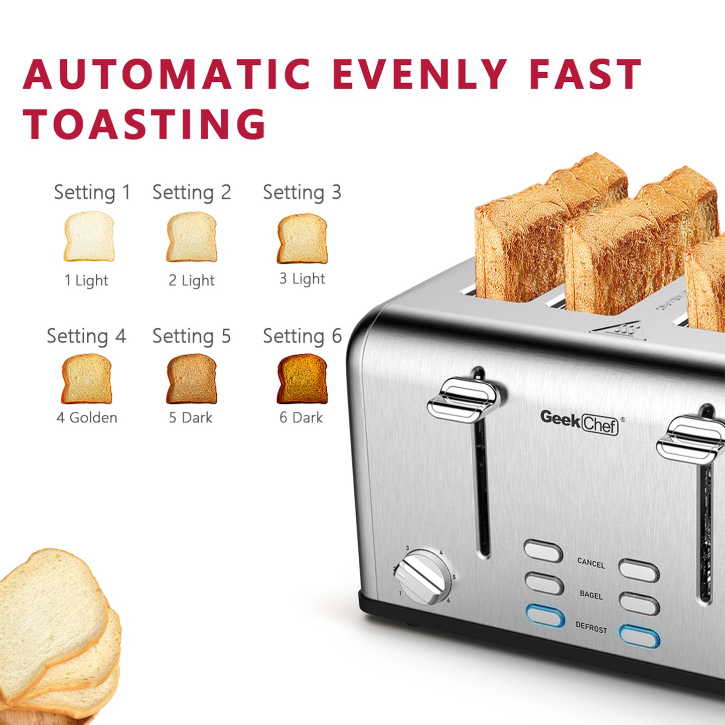 4-Slice Stainless Steel Toaster
